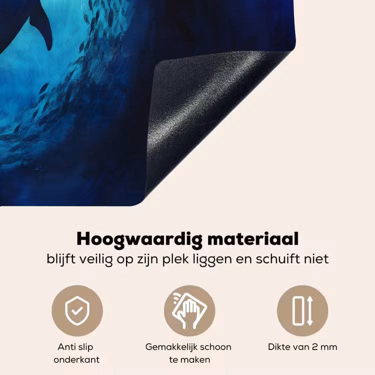 Walvis - Vissen - Donkerblauw Inductie beschemer met haakjes klein -ky-onderkant-nl