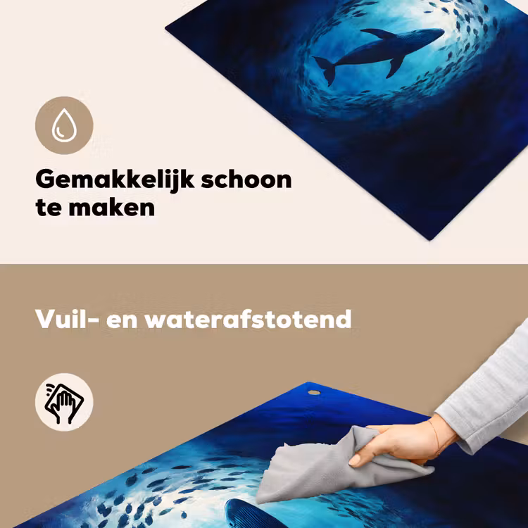 Walvis - Vissen - Donkerblauw Inductie beschemer met haakjes klein -ky-schoon-nl