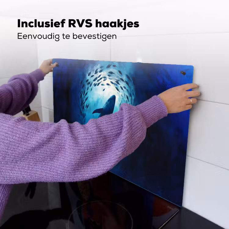Walvis - Vissen - Donkerblauw Inductie beschemer met haakjes klein -ky-ophangen-nl