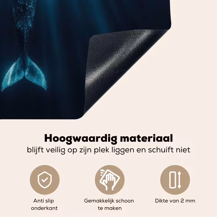 Walvis - Water - Zonnestralen - Blauw Inductie beschemer met haakjes middel -ky-onderkant-nl