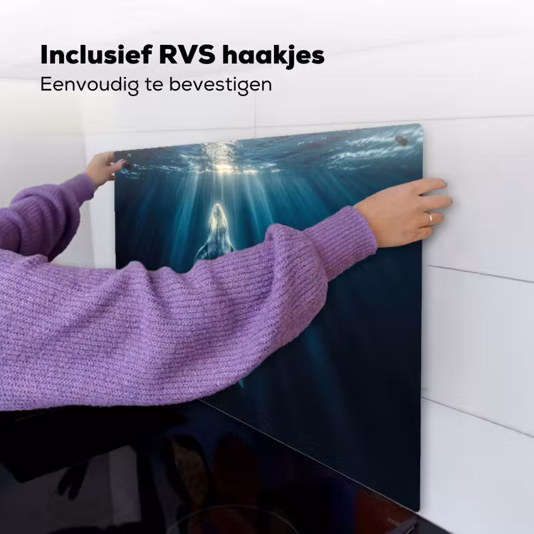 Walvis - Water - Zonnestralen - Blauw Inductie beschemer met haakjes middel -ky-ophangen-nl