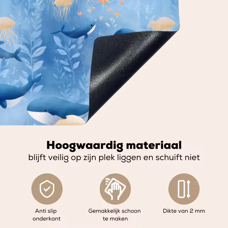 Walvissen - Oceaan - Blauw Inductie beschemer met haakjes klein 777 -ky-onderkant-nl