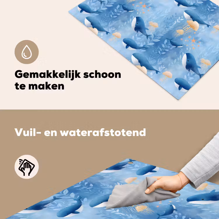 Walvissen - Oceaan - Blauw Inductie beschemer met haakjes klein 777 -ky-schoon-nl