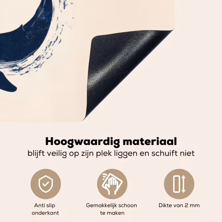 Walvissen - Spetters - Cirkel - Donkerblauw Inductie beschemer met haakjes klein -ky-onderkant-nl