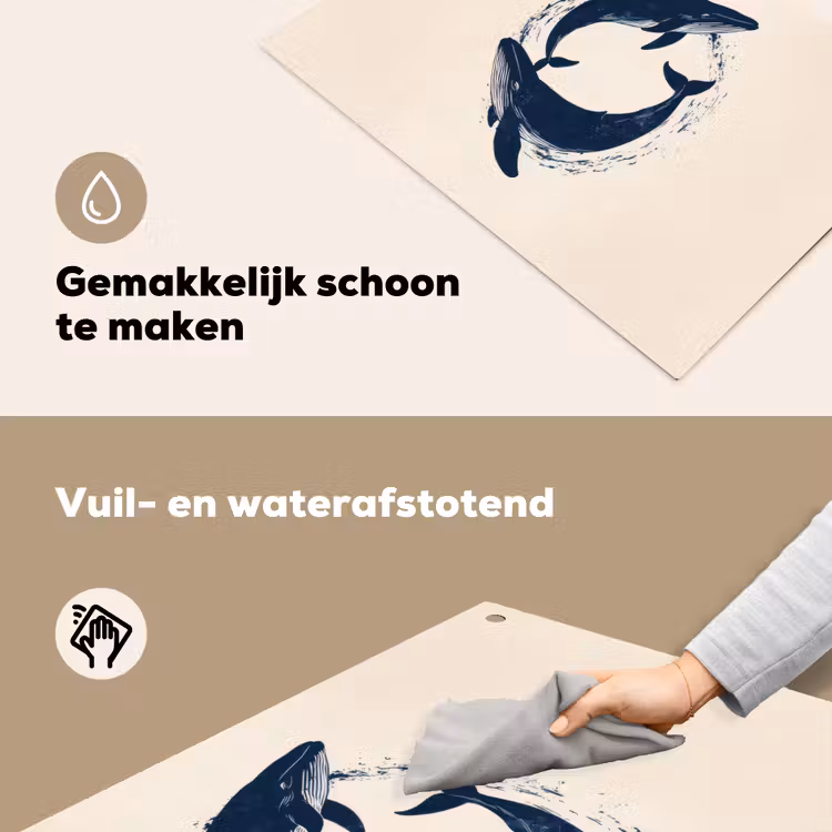 Walvissen - Spetters - Cirkel - Donkerblauw Inductie beschemer met haakjes klein -ky-schoon-nl