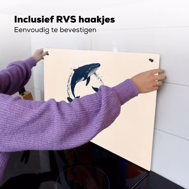 Walvissen - Spetters - Cirkel - Donkerblauw Inductie beschemer met haakjes klein -ky-ophangen-nl