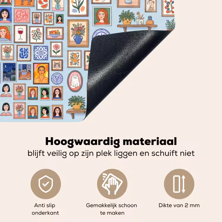 Wanddecoratie - Collectie - Huis - Illustratief - Kleurrijk Inductie beschemer met haakjes klein -ky-onderkant-nl