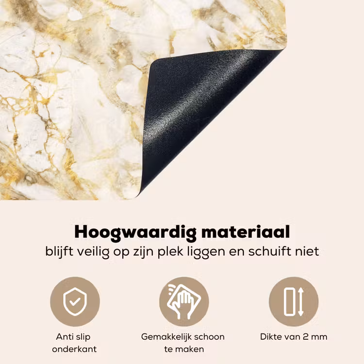 Warm - Gouden - Marmer - Patroon Inductie beschemer met haakjes klein 777 -ky-onderkant-nl