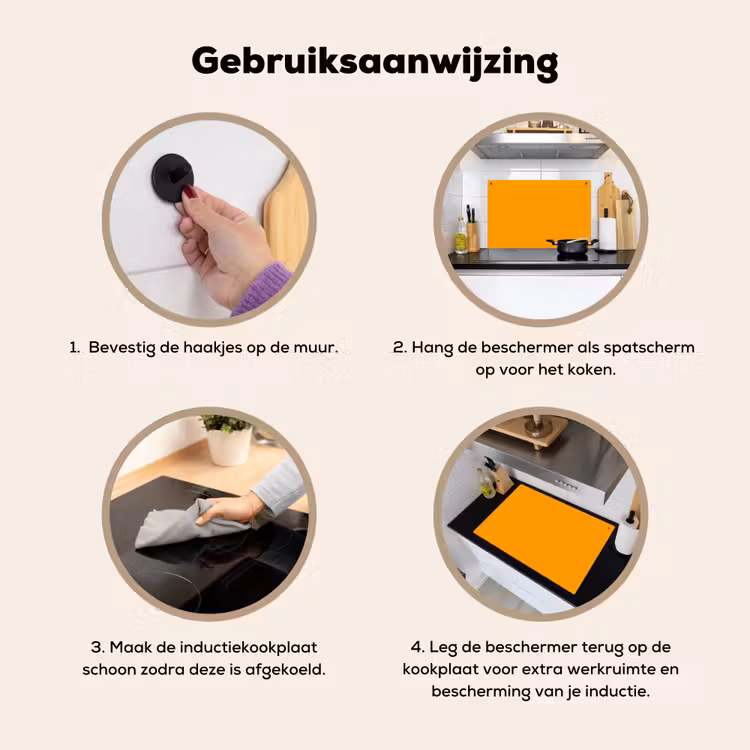 Warm - Ochre - Oranje Inductie beschemer met haakjes klein 777 -ky-gebruik-nl