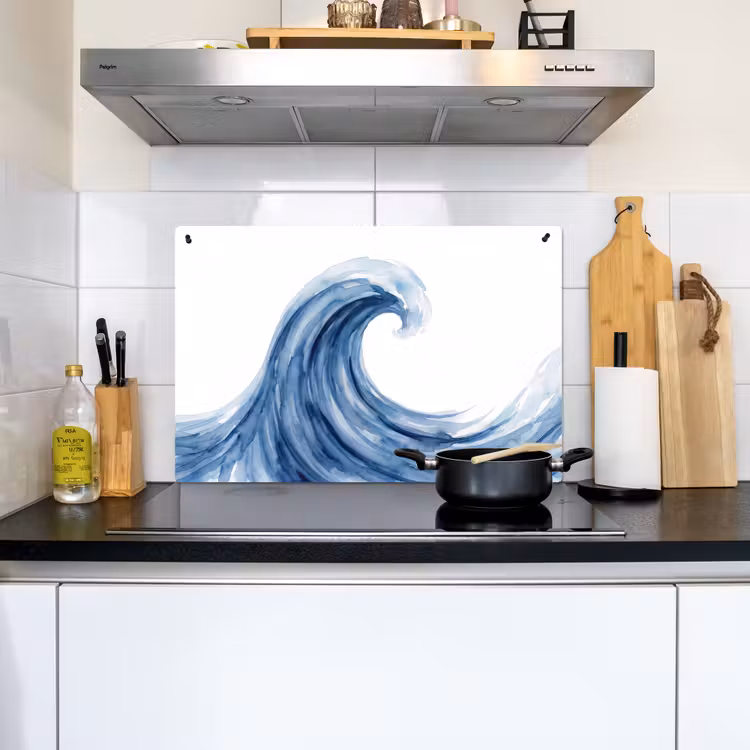 Water - Beweging - Natuur - Modern - Blauw Inductie beschemer met haakjes klein -sfeer2