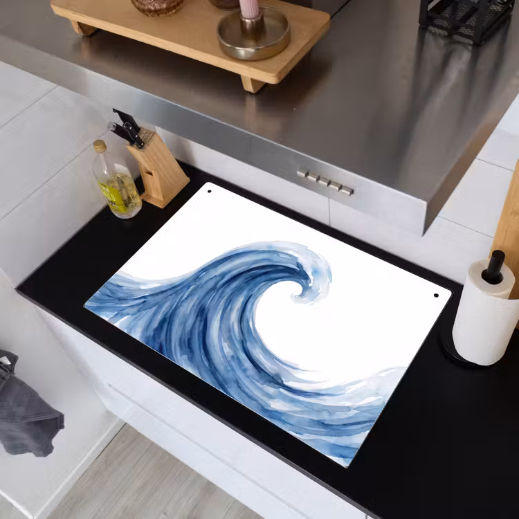 Water - Beweging - Natuur - Modern - Blauw Inductie beschemer met haakjes klein -sfeer1