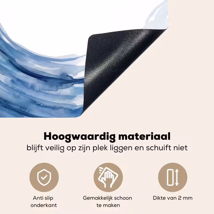 Water - Beweging - Natuur - Modern - Blauw Inductie beschemer met haakjes klein -ky-onderkant-nl