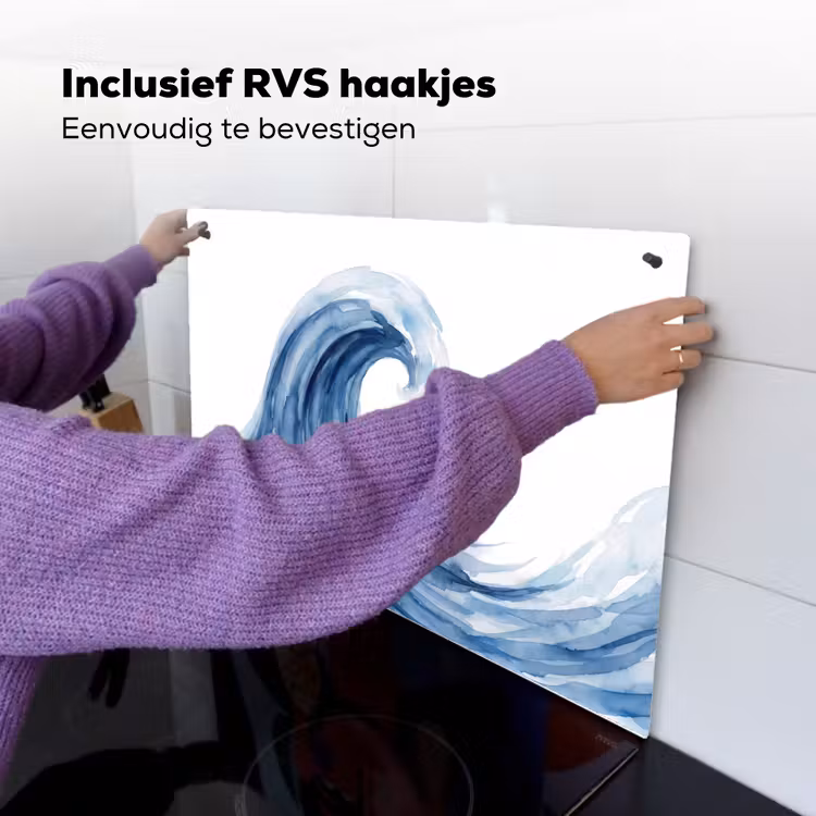 Water - Beweging - Natuur - Modern - Blauw Inductie beschemer met haakjes klein -ky-ophangen-nl