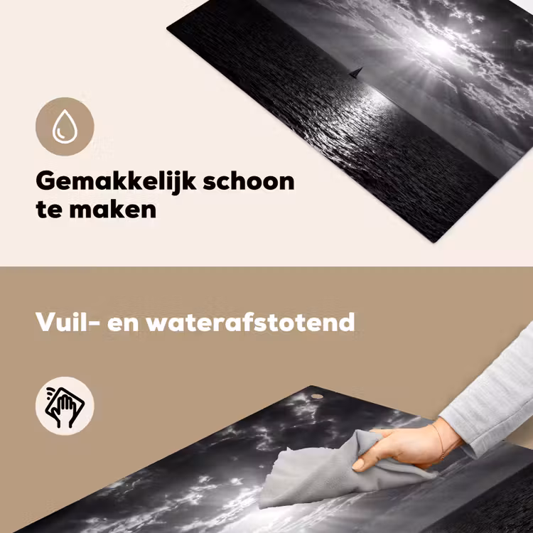 Water - Boot - Lucht - Natuur - Zwart-wit Inductie beschemer met haakjes klein -ky-schoon-nl