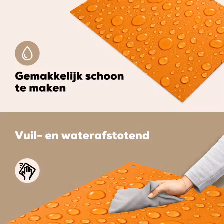 Water - Druppels - Oranje Inductie beschemer met haakjes klein -ky-schoon-nl
