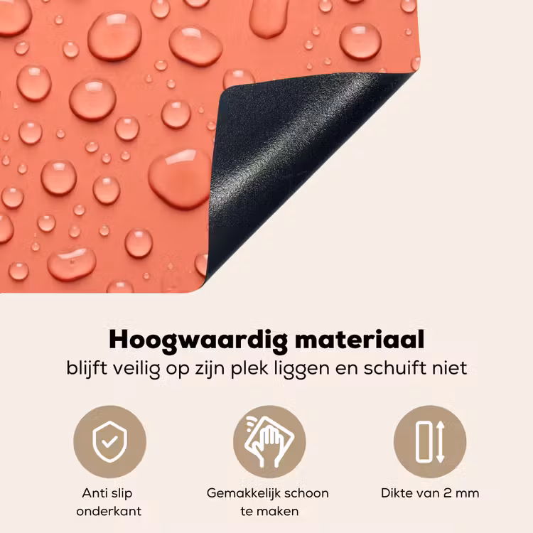 Water - Druppels - Roze Inductie beschemer met haakjes klein -ky-onderkant-nl