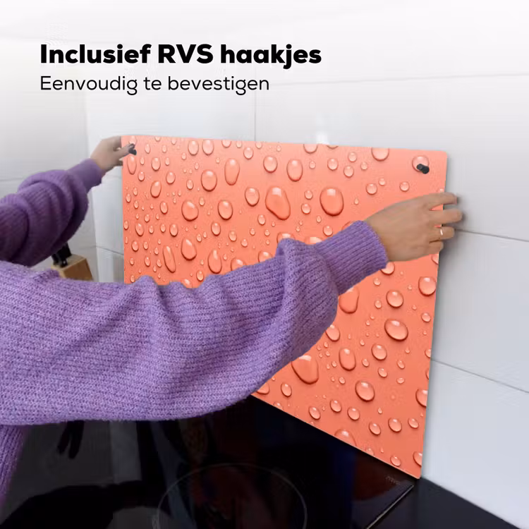 Water - Druppels - Roze Inductie beschemer met haakjes klein -ky-ophangen-nl