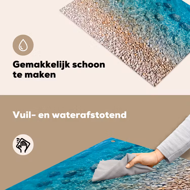 Water - Kiezels - Natuur - Levendig - Turkoois Inductie beschemer met haakjes klein -ky-schoon-nl