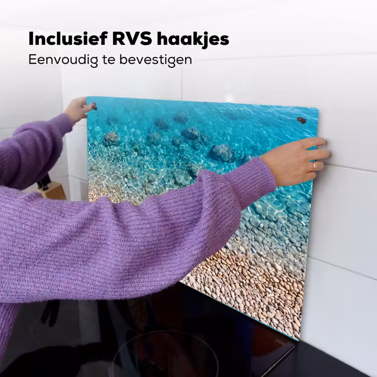 Water - Kiezels - Natuur - Levendig - Turkoois Inductie beschemer met haakjes klein -ky-ophangen-nl