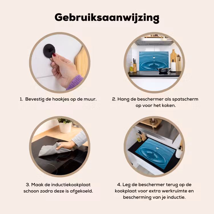 Waterdruppel - Water - Oppervlakte Inductie beschemer met haakjes klein -ky-gebruik-nl