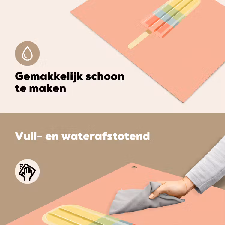 Waterijsje - Pasteltinten - Minimalistisch Inductie beschemer met haakjes klein -ky-schoon-nl