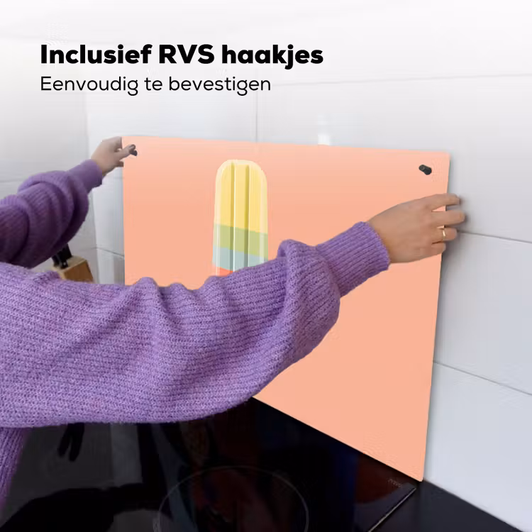 Waterijsje - Pasteltinten - Minimalistisch Inductie beschemer met haakjes klein -ky-ophangen-nl