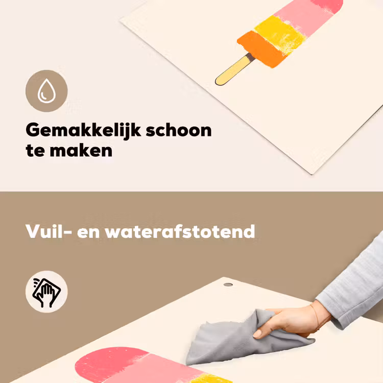 Waterijsje - Retro - Stokje - Roze Inductie beschemer met haakjes klein -ky-schoon-nl