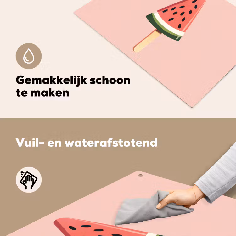 Watermeloen - Ijsje - Pitjes - Rood Inductie beschemer met haakjes klein -ky-schoon-nl