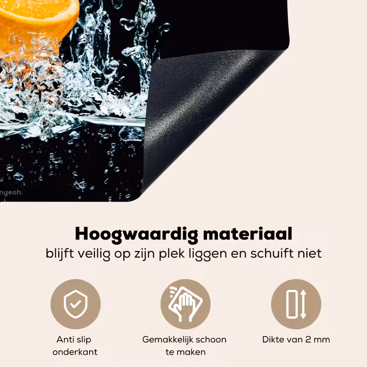 Watersplash - Fruit - Zwart Inductie beschemer met haakjes klein -ky-onderkant-nl