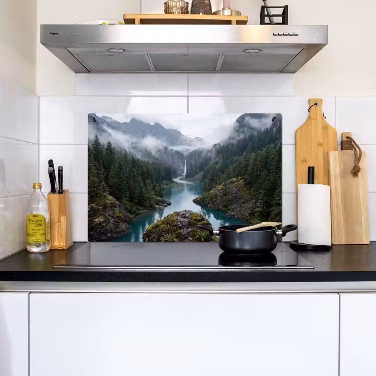 Waterval - Bomen - Bergen Inductie beschemer met haakjes klein -sfeer2