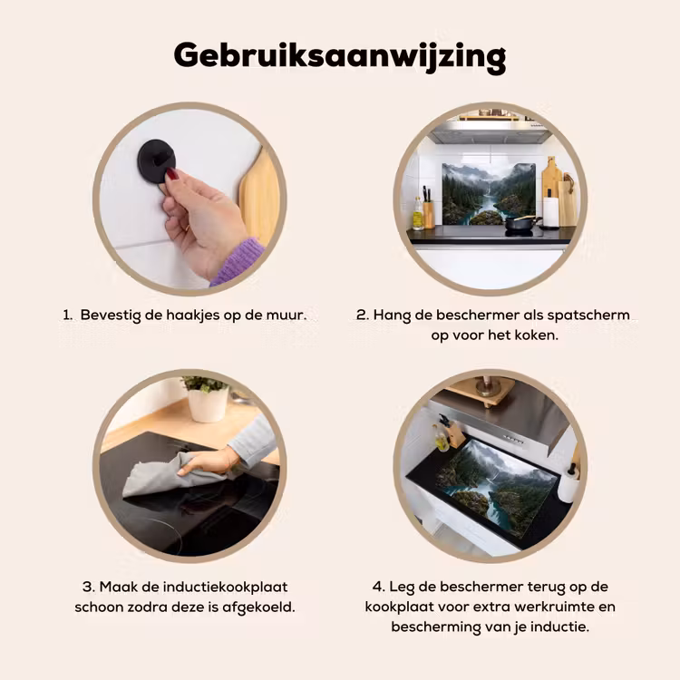 Waterval - Bomen - Bergen Inductie beschemer met haakjes klein -ky-gebruik-nl
