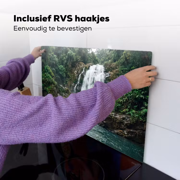 Waterval - Bos - Natuur - Groen Inductie beschemer met haakjes klein -ky-ophangen-nl