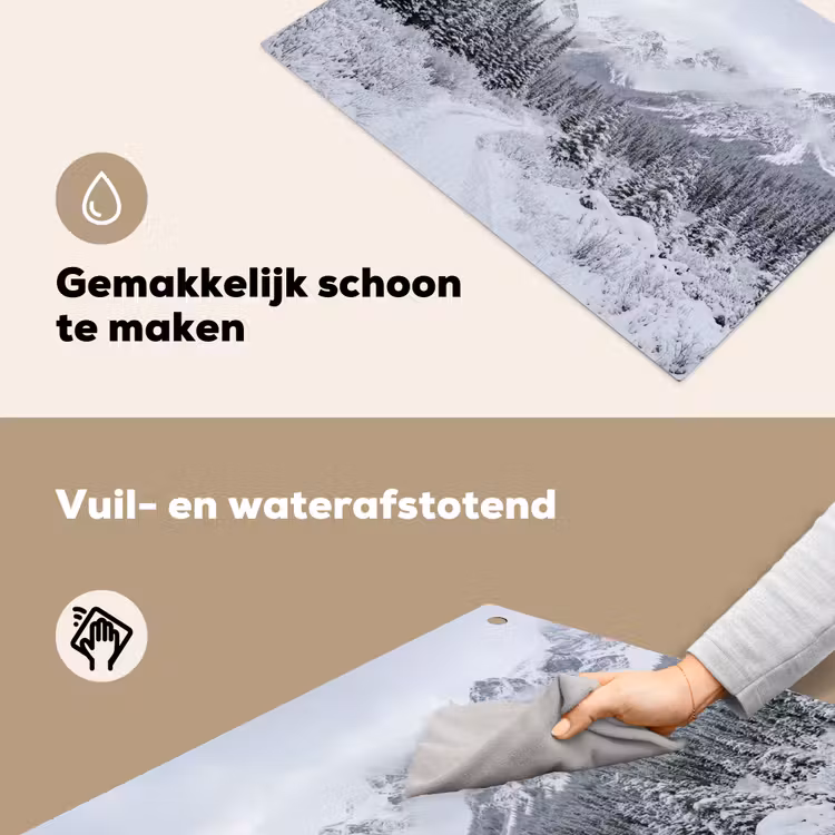 Weg - Bergen - Sneeuw - Naaldbos - Avontuurlijk Inductie beschemer met haakjes klein -ky-schoon-nl