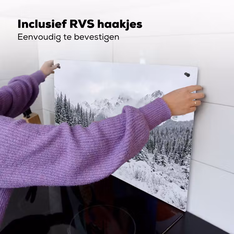 Weg - Bergen - Sneeuw - Naaldbos - Avontuurlijk Inductie beschemer met haakjes klein -ky-ophangen-nl