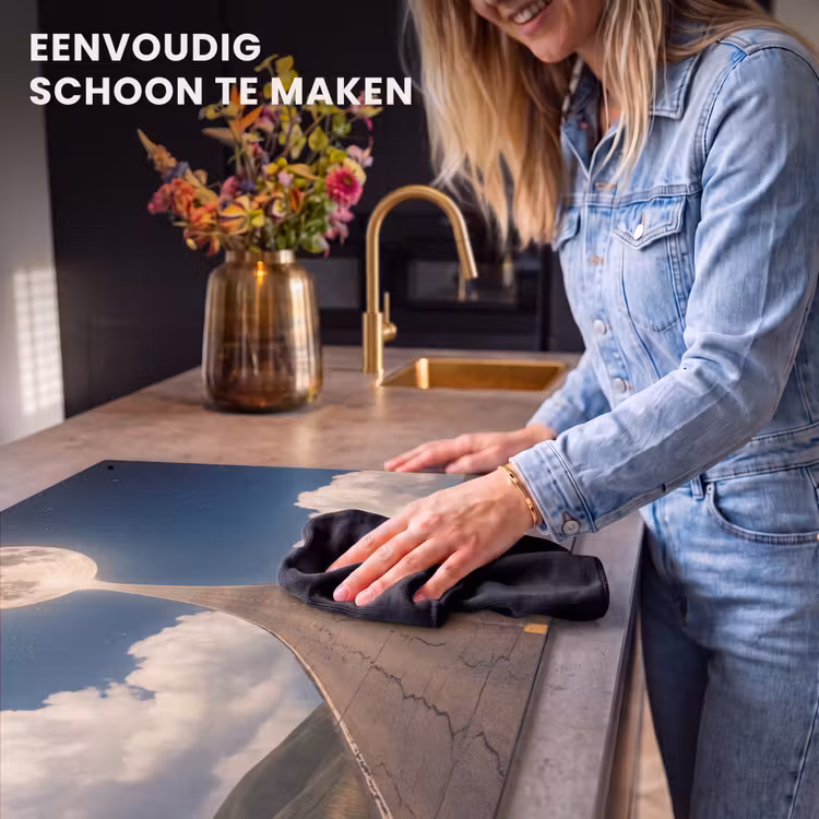 Inductiebeschermer & spatscherm (2in1) - Weg - Maan - Nacht - Weg - Maan - Nacht Inductie beschemer met haakjes klein