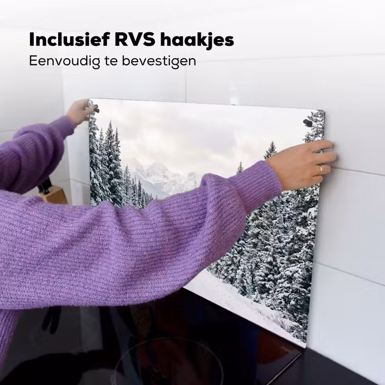 Weg - Sneeuw - Naaldbos - Winter - Avontuurlijk Inductie beschemer met haakjes klein -ky-ophangen-nl