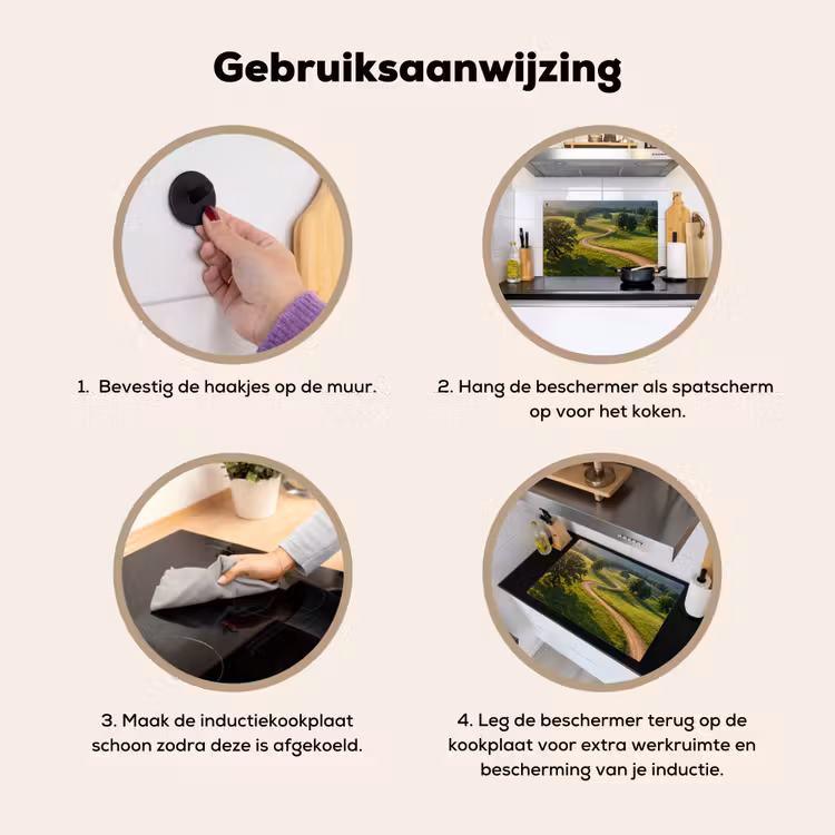 Weg - Weide - Natuur - Groen Inductie beschemer met haakjes klein -ky-gebruik-nl
