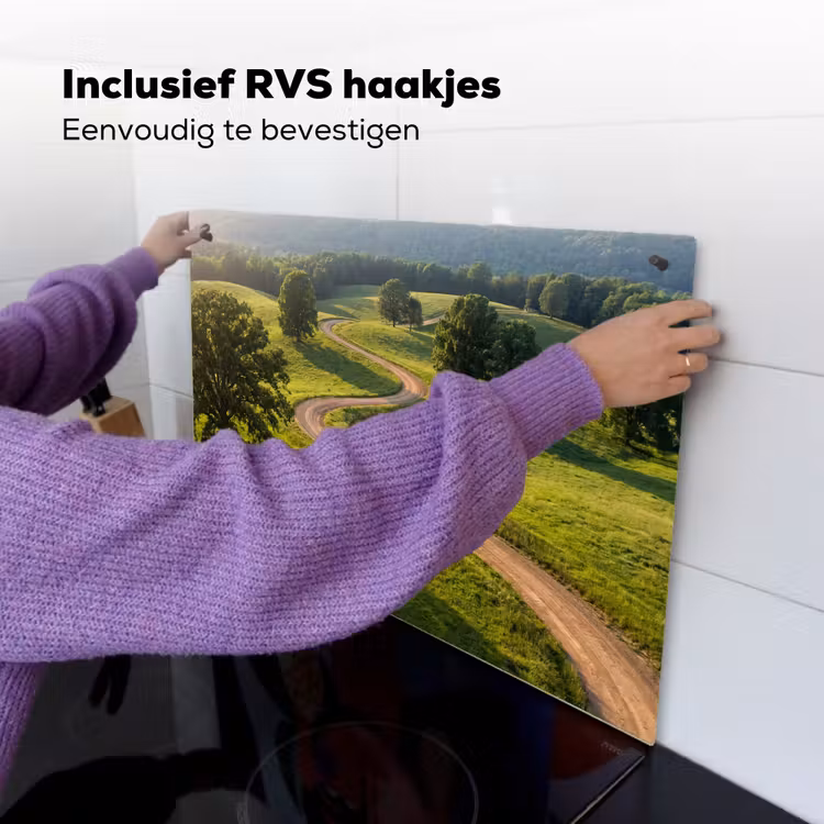 Weg - Weide - Natuur - Groen Inductie beschemer met haakjes klein -ky-ophangen-nl