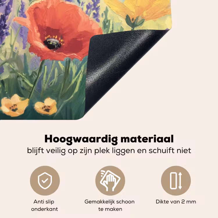 Weide - Bloemen - Kleurrijk Inductie beschemer met haakjes klein -ky-onderkant-nl