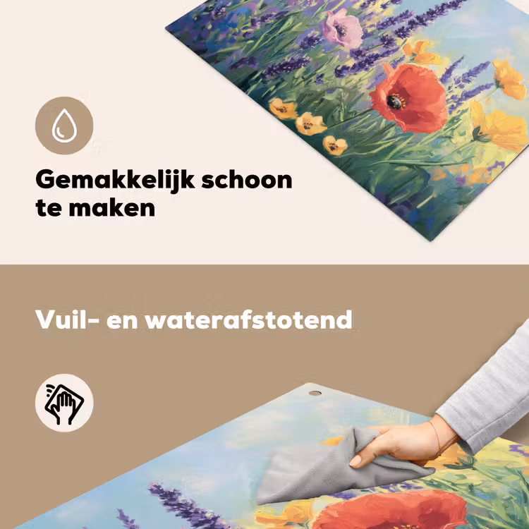 Weide - Bloemen - Kleurrijk Inductie beschemer met haakjes klein -ky-schoon-nl