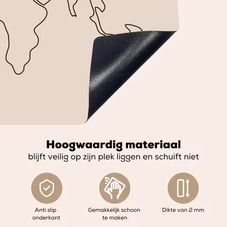 Wereldkaart - Simpel - Vliegtuig Inductie beschemer met haakjes klein -ky-onderkant-nl