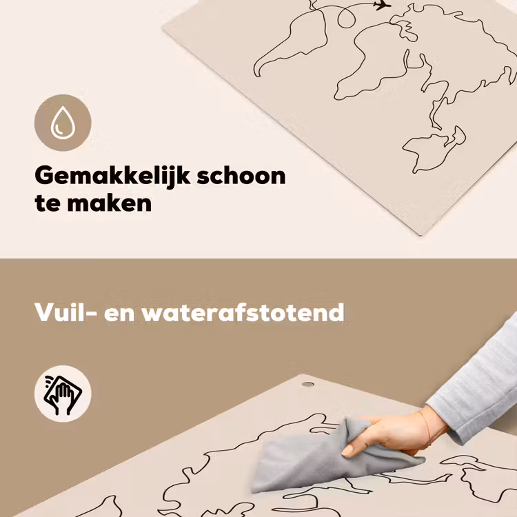 Wereldkaart - Simpel - Vliegtuig Inductie beschemer met haakjes klein -ky-schoon-nl