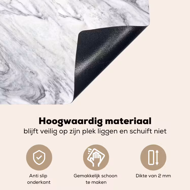 Wervelende - Grijsstructuur - Marmer - Wit Inductie beschemer met haakjes klein 777 -ky-onderkant-nl
