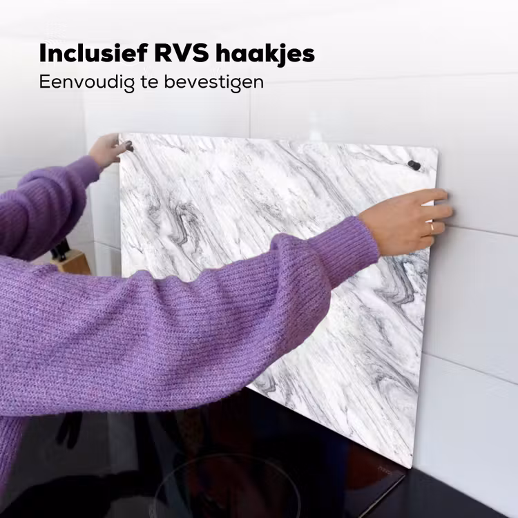 Wervelende - Grijsstructuur - Marmer - Wit Inductie beschemer met haakjes klein 777 -ky-ophangen-nl
