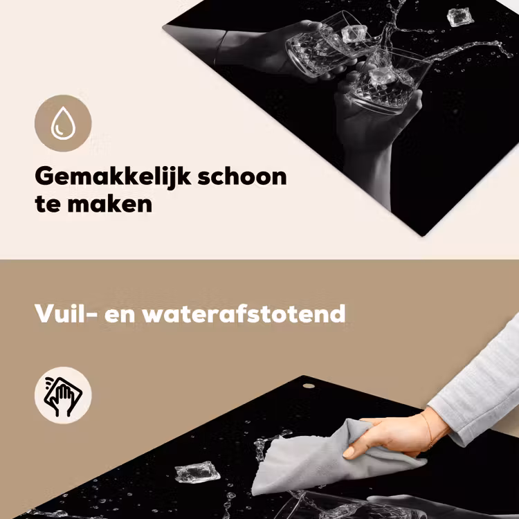 Whickyglazen - Ijs - Spetters - Zwart Inductie beschemer met haakjes klein -ky-schoon-nl