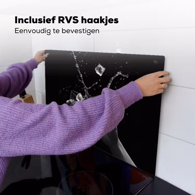 Whickyglazen - Ijs - Spetters - Zwart Inductie beschemer met haakjes klein -ky-ophangen-nl