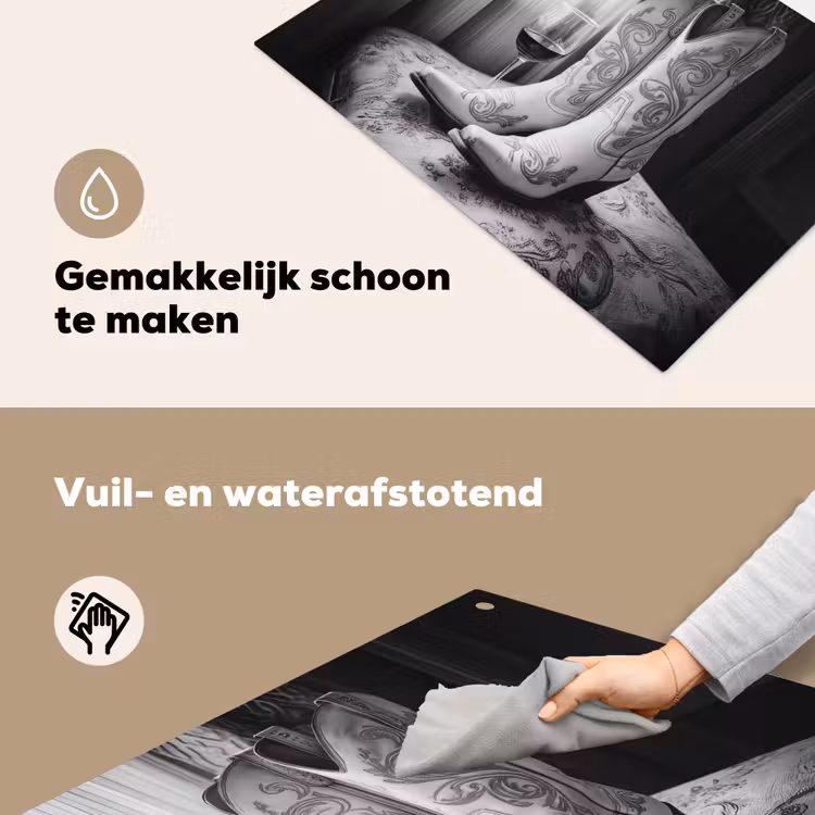 Wijn - Cowboylaarzen - Raamlicht - Wit Inductie beschemer met haakjes klein -ky-schoon-nl
