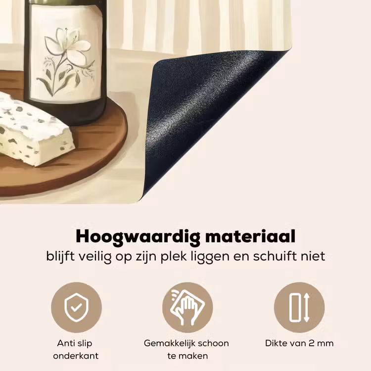 Wijn - Druiven - Kaas - Bladeren Inductie beschemer met haakjes klein -ky-onderkant-nl