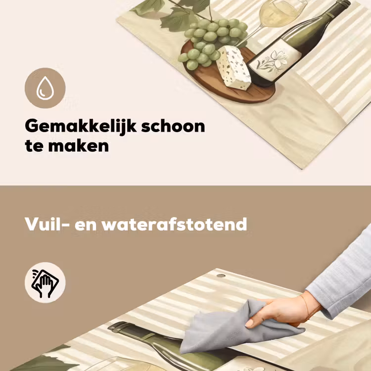 Wijn - Druiven - Kaas - Bladeren Inductie beschemer met haakjes klein -ky-schoon-nl