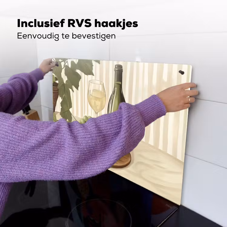 Wijn - Druiven - Kaas - Bladeren Inductie beschemer met haakjes klein -ky-ophangen-nl